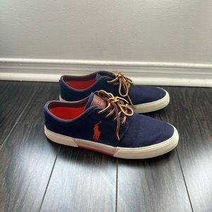 Polo by Ralph Lauren Faxon Low Canvas Sneakers Blue with Orange logo, US 10/UK 9